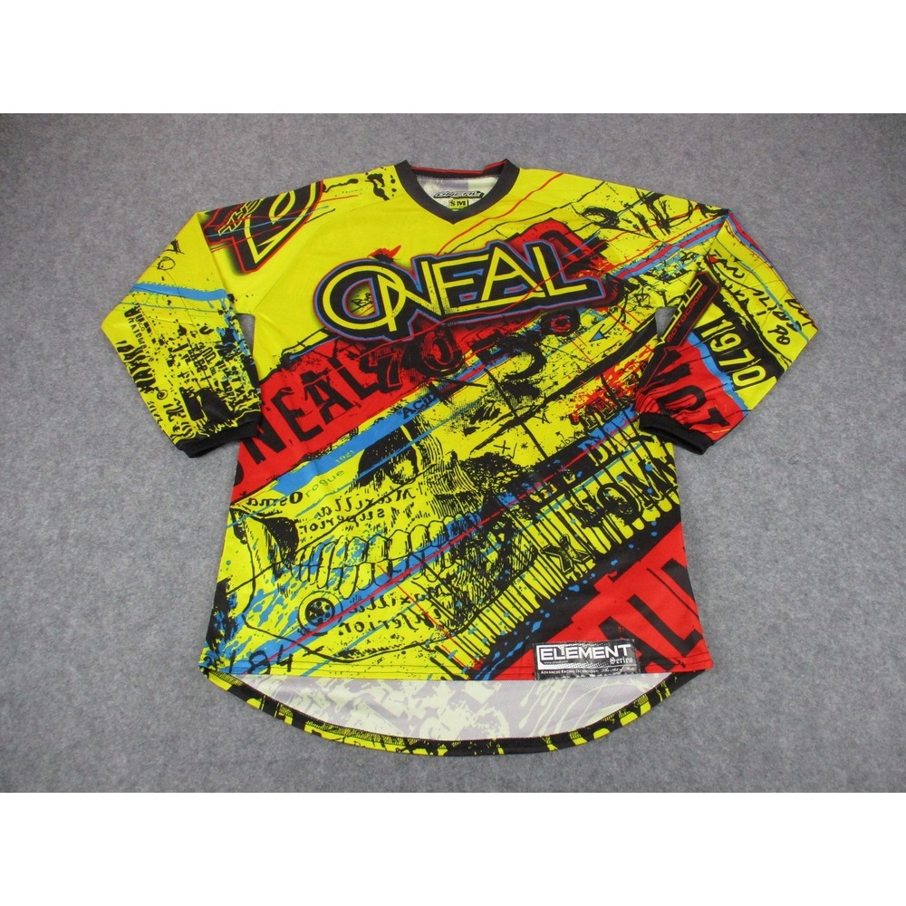 Oneal Jersey Shirt Mens Small Yellow Red Element Motocross Racing Elbow Pads